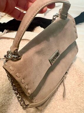 Rebecca Minkoff Beige Suede Crossbody with Chain Strap